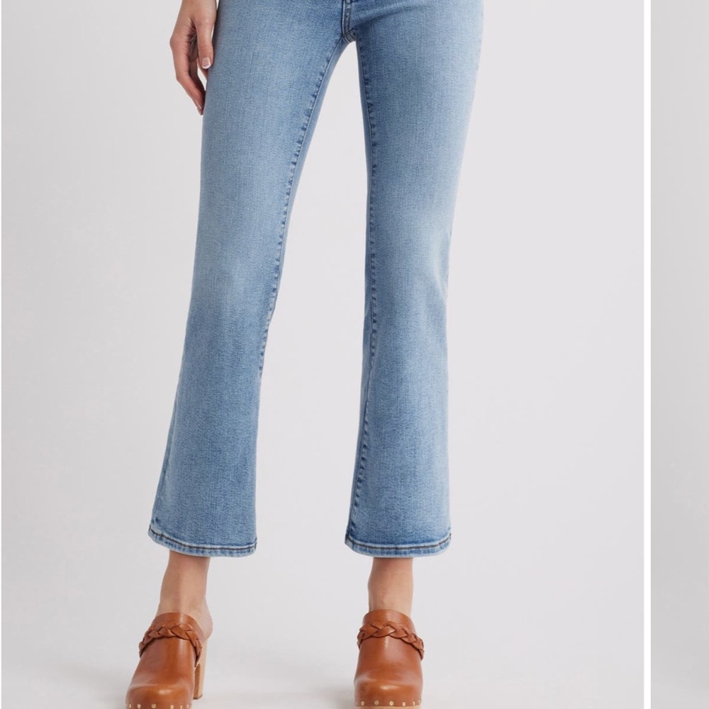 FRAME The Reboot High Waist Crop Flare Jeans,Light Blue High Rise Women's Denim